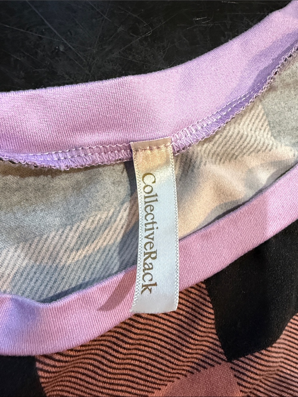 Collective Rack Lilac Sleeve Pink Plaid Raglan Tee - Picture 2 of 3